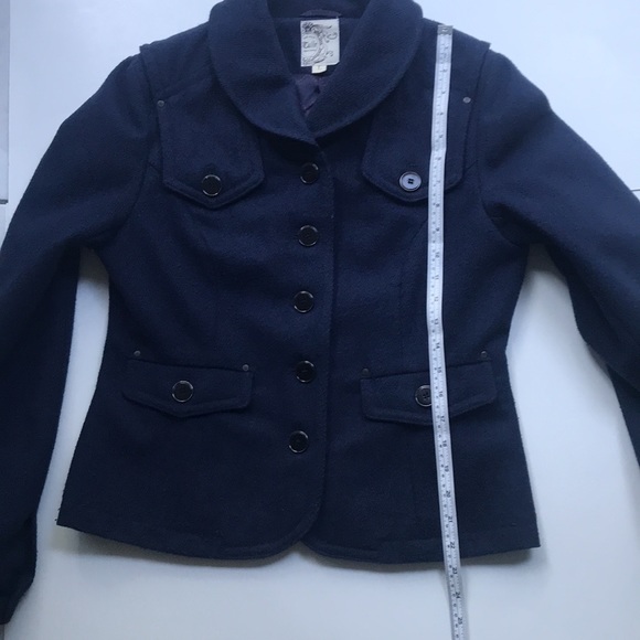 Blue wool blend Fall/Spring short jacket - Picture 11 of 14